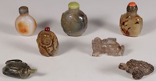 SEVEN VERY FINE CARVED CHINESE SNUFF BOTTLES