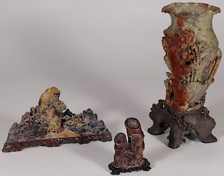 A GROUP OF CHINESE CARVED HARDSTONE