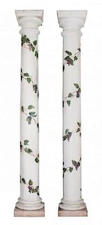 A Pair of Painted Columns Height 135 inches.