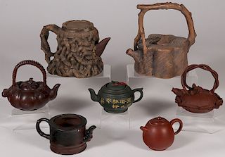 SEVEN CHINESE CLAY TEAPOTS
