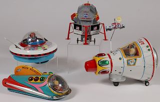 FIVE SPACE THEMED TIN TOYS