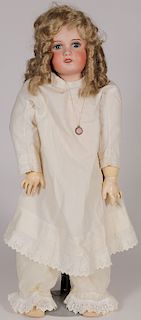 LARGE FRENCH BISQUE HEAD DOLL