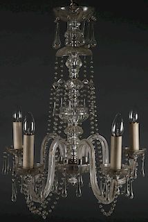 A CRYSTAL HANGING CHANDELIER