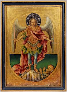 A LARGE GREEK ICON OF THE ARCHANGEL MICHAEL, 19TH