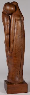 AN AMERICAN CARVED WALNUT EARLY MODERN SCULPTURE