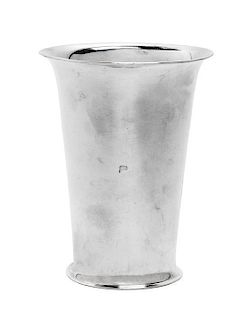A George V Silver Beaker, William Hutton & Sons, Birmingham, 1910, of tapered cylindrical with a flaring rim.