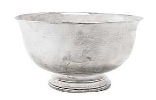 An American Silver "Revere" Bowl, Cartier, Second Half 20th Century, the deep circular bowl with flaring rim and raised on a ste