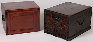 A PAIR OF CHINESE WOOD TRAVELING BOXES