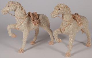 A PAIR OF CHINESE SEED PEARL HORSES