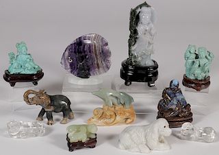 11 CHINESE HARDSTONE CARVINGS