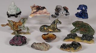 12 CHINESE HARDSTONE CARVINGS
