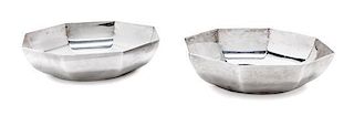 A Pair of Portuguese Silver-Plate Small Bowls Diameter 5 1/4 inches.