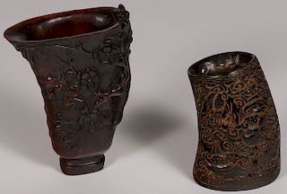CHINESE CARVED HORN PIECES