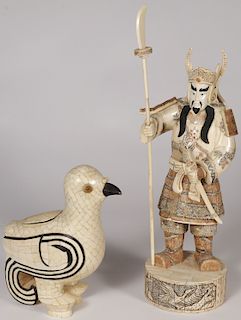 A PAIR OF CHINESE CARVED BONE FIGURES