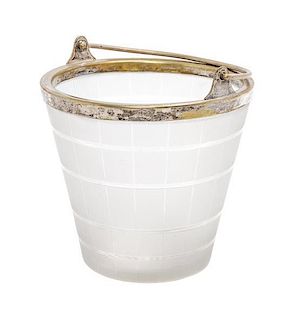 A Silver Mounted Cut Glass Ice Bucket Height 5 3/4 inches.