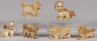 SIX CHINESE CARVED IVORY NETSUKES