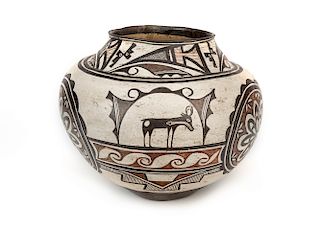 Zuni , Pot with Heartline Deer Motif