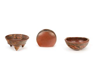 Mesoamerican , Three Polychrome Pots