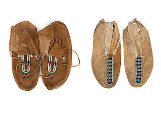 Cheyenne , Two Pairs of Beaded Moccasins