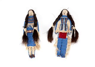 Plains Lakota , Pair of  Beaded Dolls