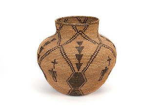 Apache , Pictorial Olla Shaped Basket