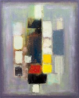 John Alluntz, (20th Century), Composition in Blue, White, Yellow and Black