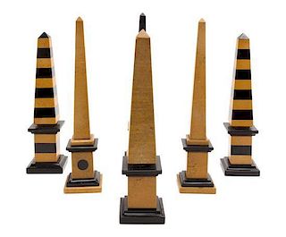 Six Continental Marble and Slate Obelisks Height of first 12 inches.