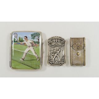 Sterling Match Safe and Cigarette Case, Plus 