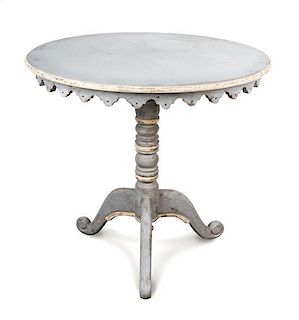 An Empire Style Painted Table Height 34 x diameter 43 inches.