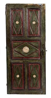 A Greek Painted Door Height 73 x width 38 inches.