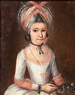 Artist Unknown, (Swedish School, 18th Century), Portrait of a Lady in Pink Ribboned Hat
