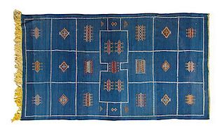 A Moroccan Flatweave Wool Rug 8 feet 7 inches x 6 feet 2 inches.
