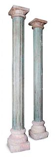 A Pair of Indian Painted Columns