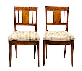 A Pair of Biedermeier Style Maple Side Chairs Height 33 1/2 inches.