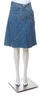 An Alexander McQueen Denim Skirt, Size 40.