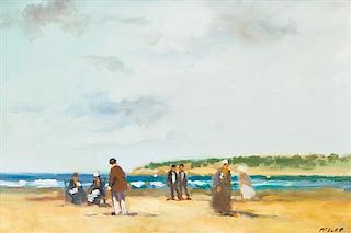 Frederick McDuff, (American, b. 1931), Beach Scene with Figures
