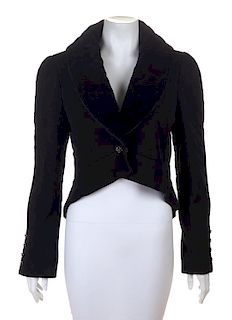 A Chanel Black Wool Tuxedo Jacket, Size 42.