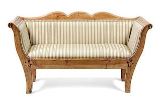 A Swedish Fruitwood Setee Height 29 x width 55 x depth 20 inches.