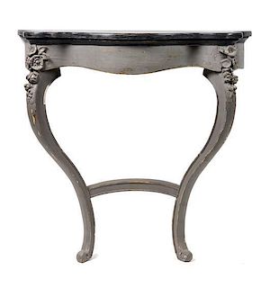 A Swedish Painted Console Table Height 33 x width 30 x depth 14 inches.