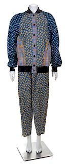* A Koos Multicolor Cotton Three Piece Pant Ensemble Jacket no size; Top and pant size medium.