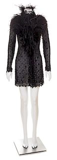 A Valentino Black Feather Sheer Evening Coat, No size.