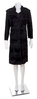 * A Maximilian Broadtail Long Vest with Matching Fur Sleeve Shirt, No size.