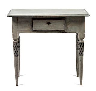 A Swedish Painted Table Height 30 1/2 x width 33 1/2 x depth 18 inches.