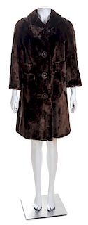 A Brown Sheared Mink Coat, No size.