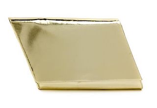 A Charles Jourdan Gold Leather Geometric Handbag, 9" x 7" x 1.5".
