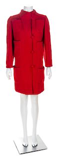 An Arnold Scaasi Red Wool Coat, No size.