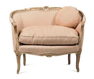 A Louis XV Style Canape Height 31 1/2 x width 40 x depth 25 inches.
