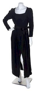 * An Arnold Scaasi Black Wool Gown, No size.