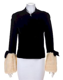 * A Bergdorf Goodman Black Velvet Double Breasted Jacket, No Size.