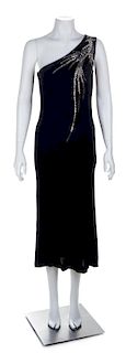 A Bob Mackie/Ray Aghayan Black One Shoulder Gown, No size